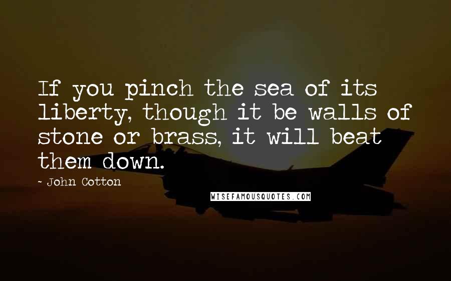 John Cotton Quotes: If you pinch the sea of its liberty, though it be walls of stone or brass, it will beat them down.