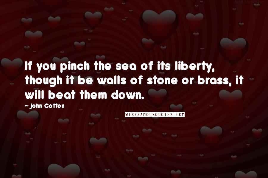 John Cotton Quotes: If you pinch the sea of its liberty, though it be walls of stone or brass, it will beat them down.