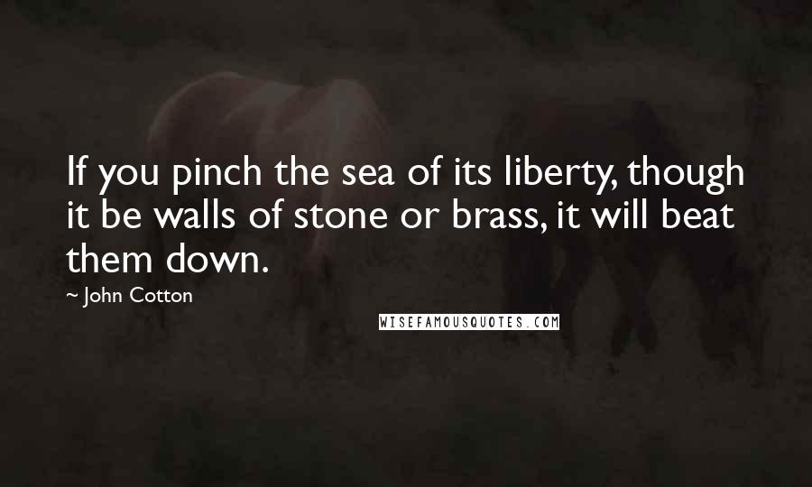 John Cotton Quotes: If you pinch the sea of its liberty, though it be walls of stone or brass, it will beat them down.