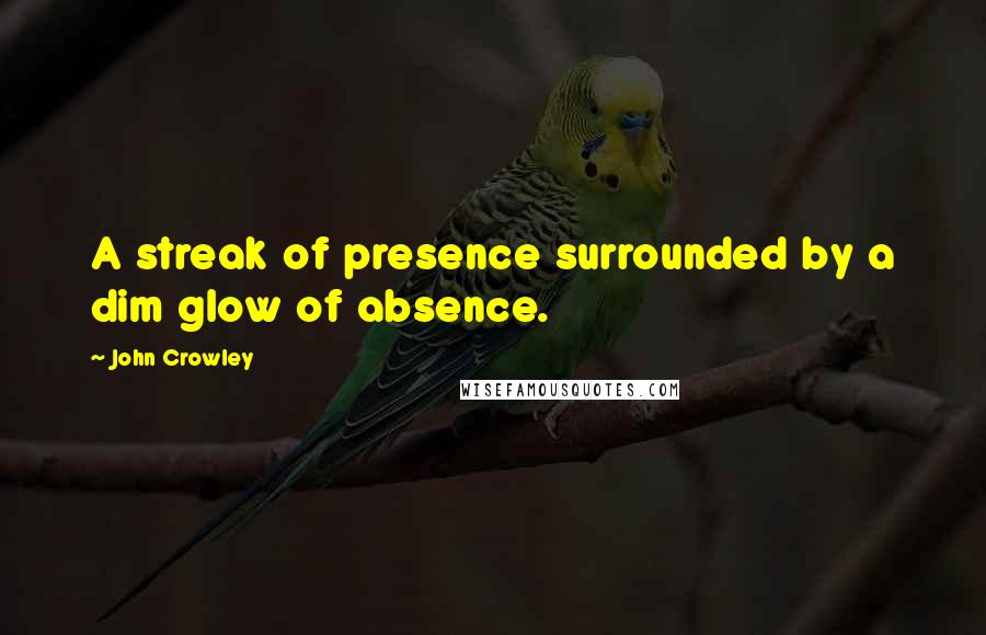 John Crowley Quotes: A streak of presence surrounded by a dim glow of absence.