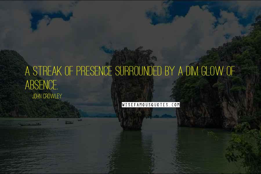 John Crowley Quotes: A streak of presence surrounded by a dim glow of absence.