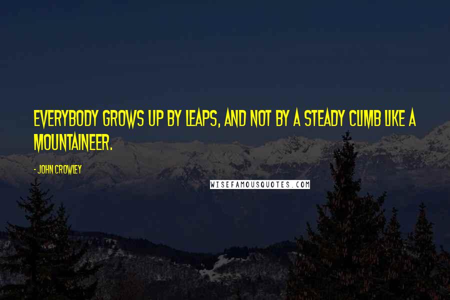 John Crowley Quotes: Everybody grows up by leaps, and not by a steady climb like a mountaineer.