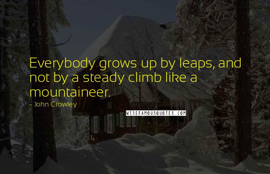 John Crowley Quotes: Everybody grows up by leaps, and not by a steady climb like a mountaineer.