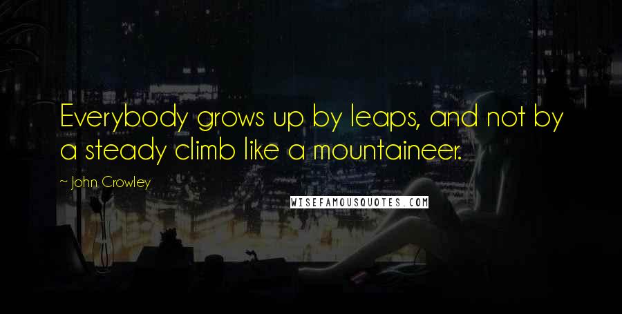 John Crowley Quotes: Everybody grows up by leaps, and not by a steady climb like a mountaineer.