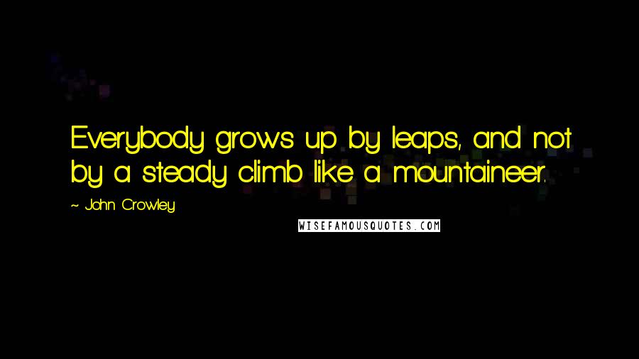 John Crowley Quotes: Everybody grows up by leaps, and not by a steady climb like a mountaineer.