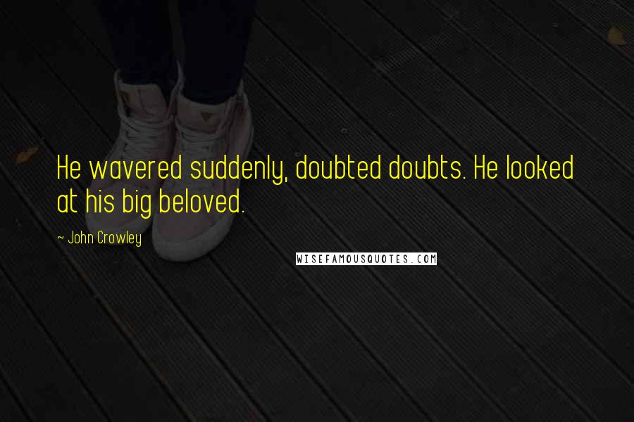 John Crowley Quotes: He wavered suddenly, doubted doubts. He looked at his big beloved.