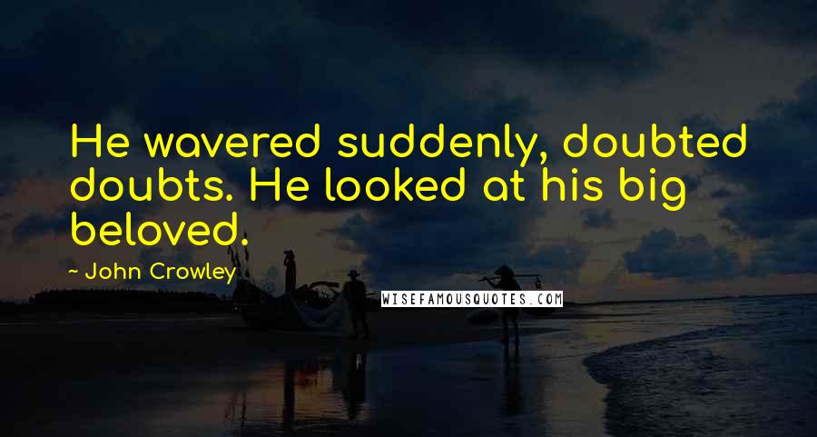 John Crowley Quotes: He wavered suddenly, doubted doubts. He looked at his big beloved.