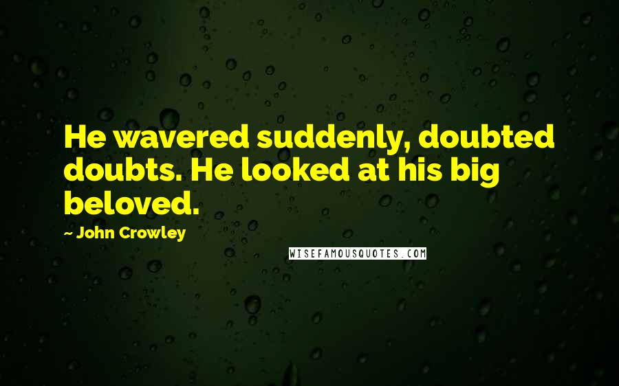 John Crowley Quotes: He wavered suddenly, doubted doubts. He looked at his big beloved.