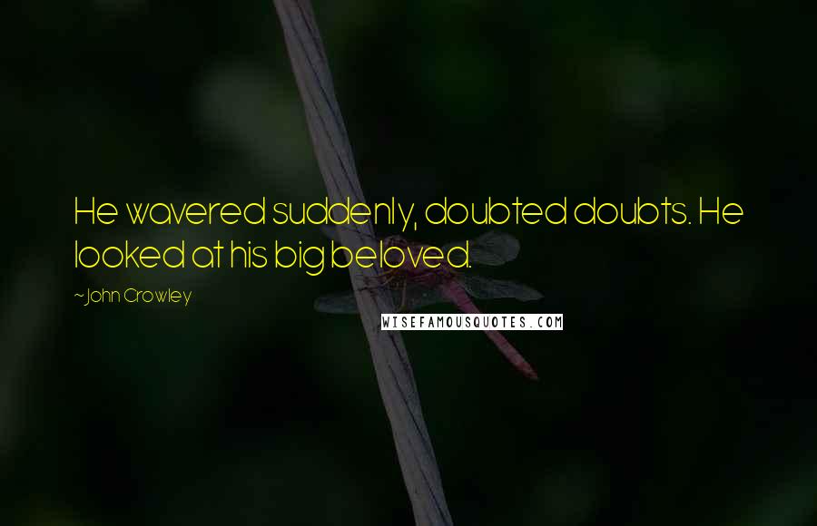 John Crowley Quotes: He wavered suddenly, doubted doubts. He looked at his big beloved.