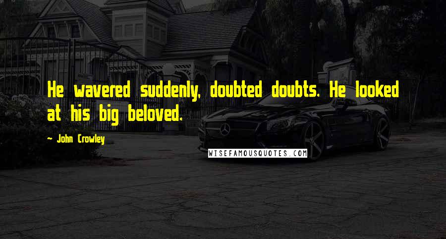 John Crowley Quotes: He wavered suddenly, doubted doubts. He looked at his big beloved.