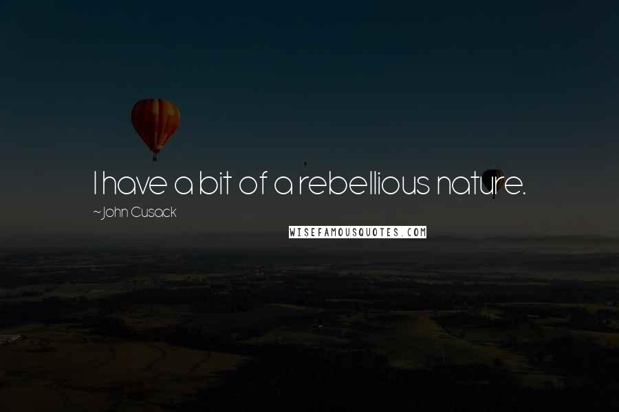 John Cusack Quotes: I have a bit of a rebellious nature.