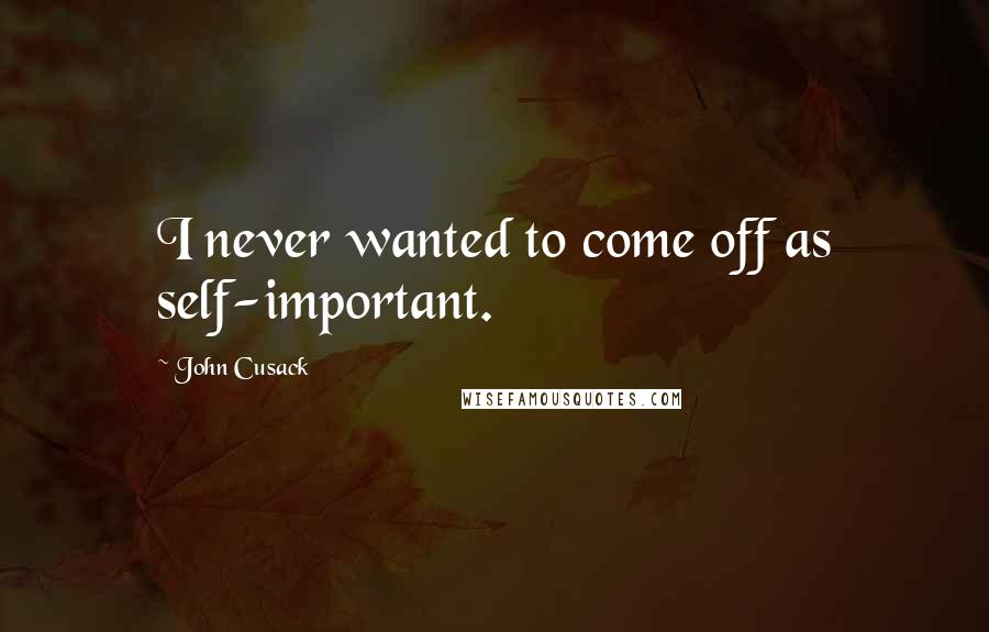 John Cusack Quotes: I never wanted to come off as self-important.