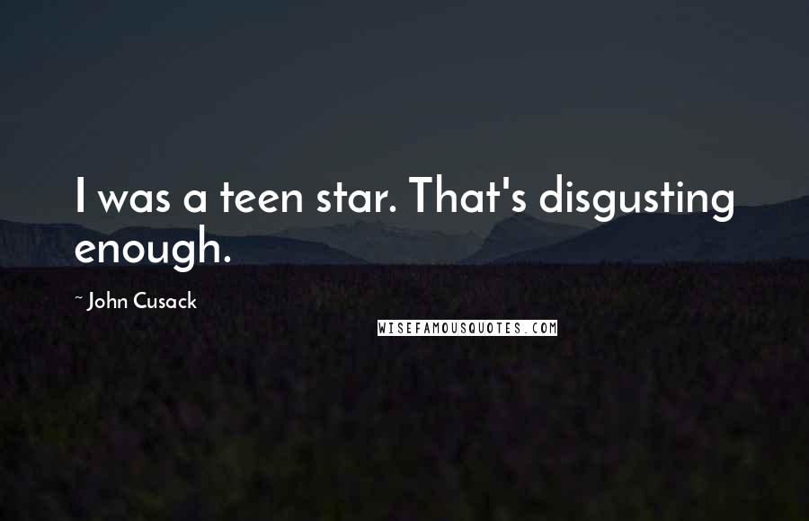 John Cusack Quotes: I was a teen star. That's disgusting enough.