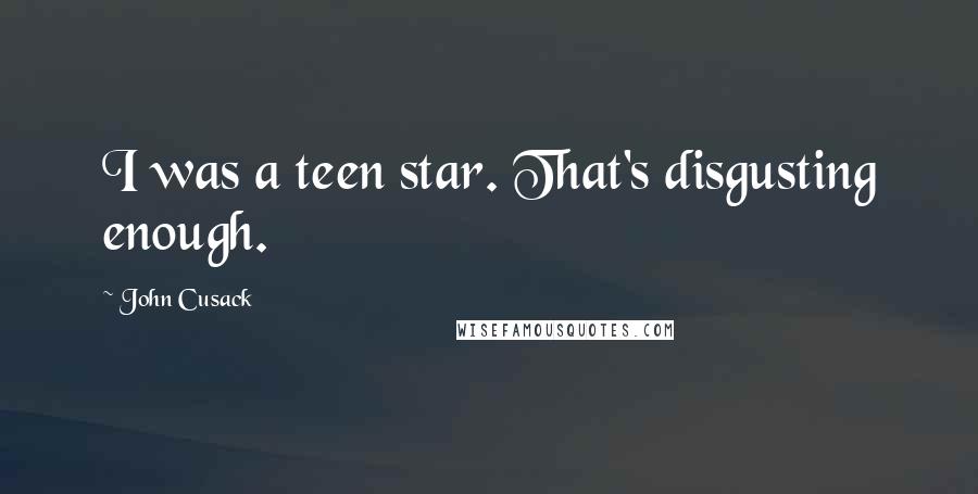 John Cusack Quotes: I was a teen star. That's disgusting enough.