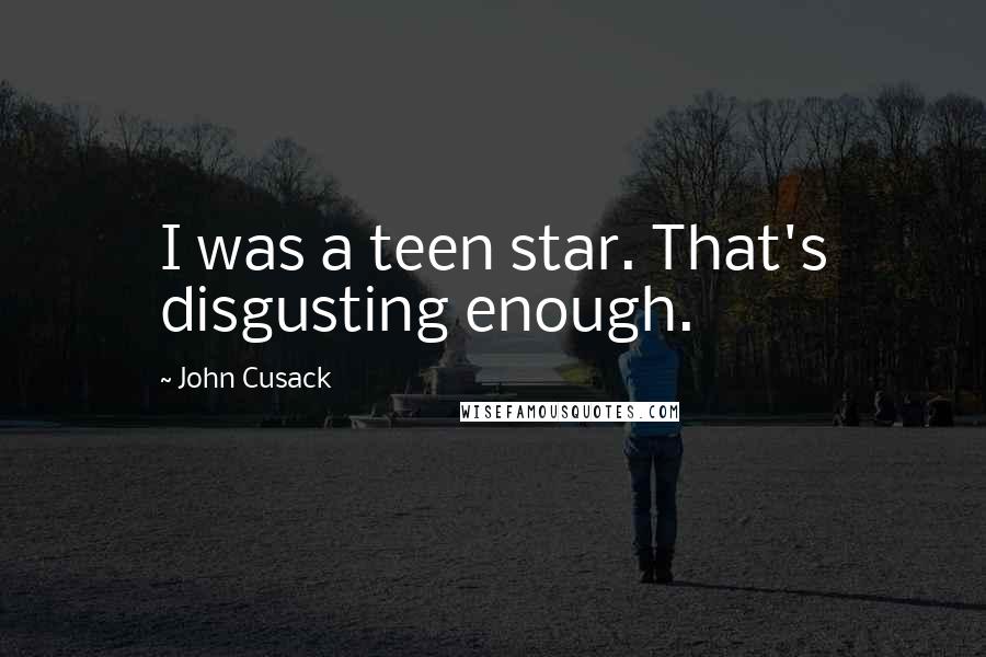 John Cusack Quotes: I was a teen star. That's disgusting enough.