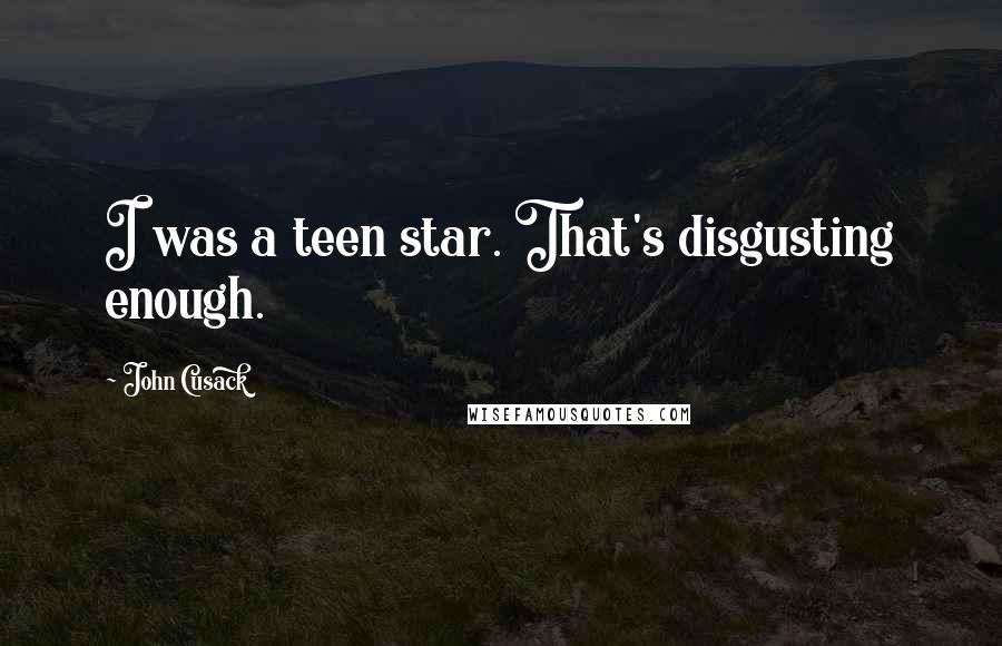 John Cusack Quotes: I was a teen star. That's disgusting enough.