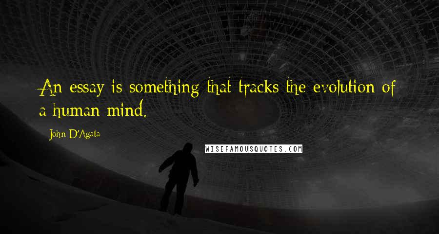 John D'Agata Quotes: An essay is something that tracks the evolution of a human mind.