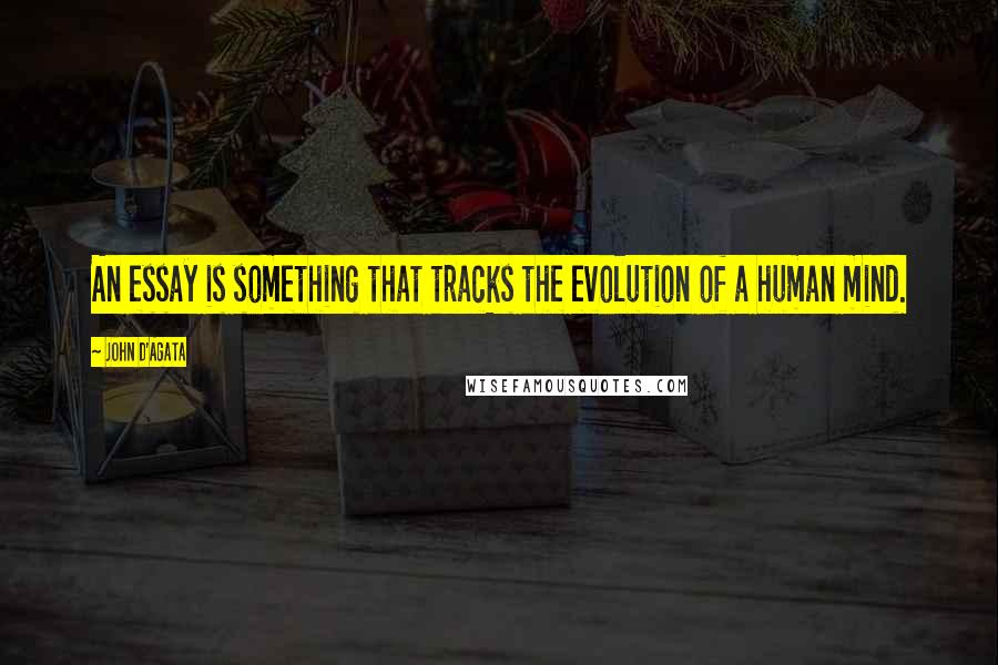 John D'Agata Quotes: An essay is something that tracks the evolution of a human mind.