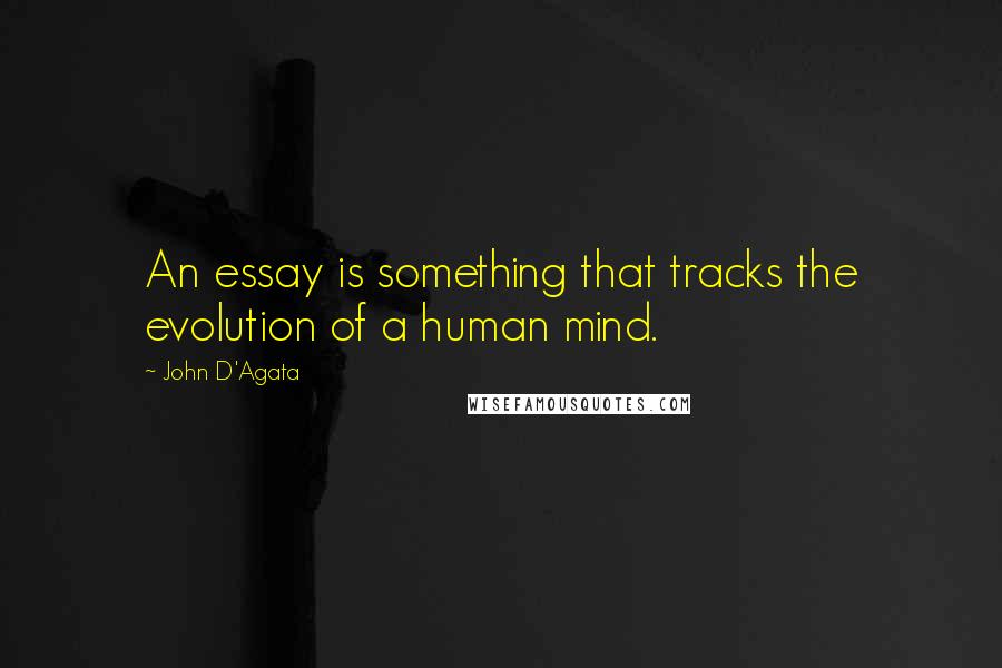 John D'Agata Quotes: An essay is something that tracks the evolution of a human mind.