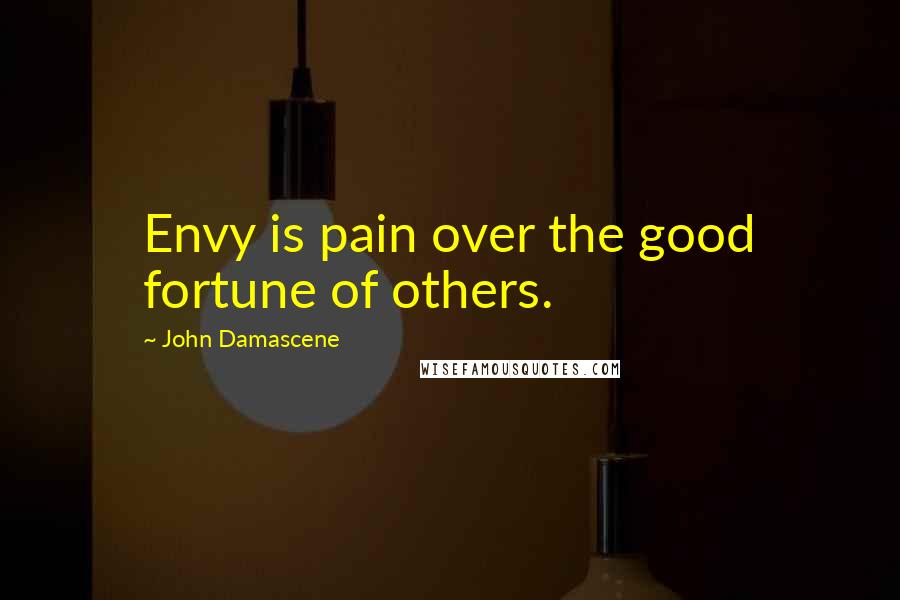 John Damascene Quotes: Envy is pain over the good fortune of others.