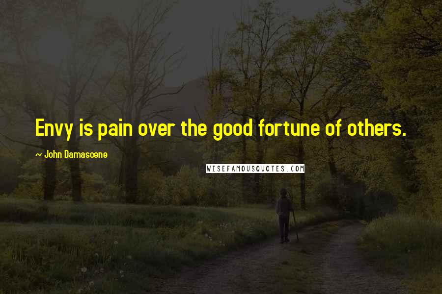 John Damascene Quotes: Envy is pain over the good fortune of others.