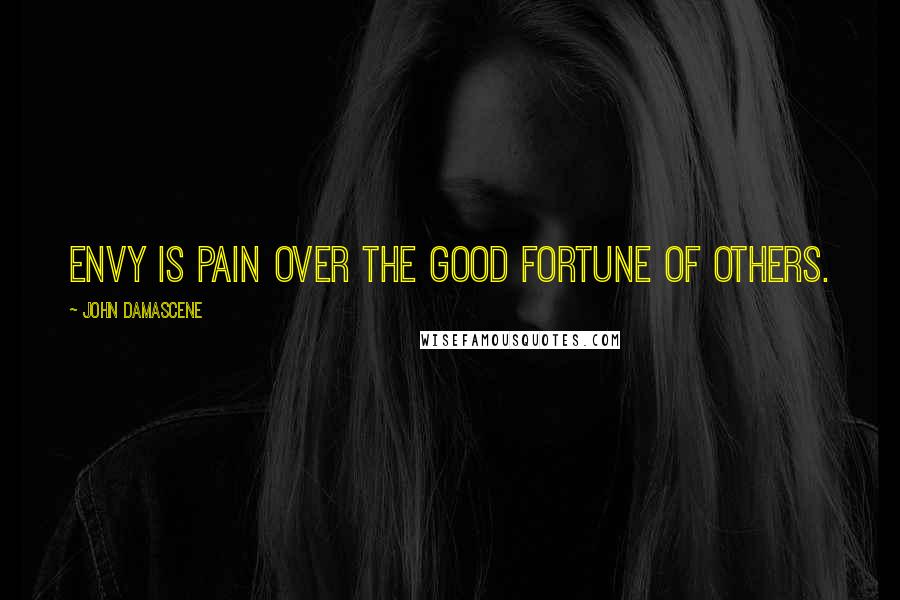 John Damascene Quotes: Envy is pain over the good fortune of others.