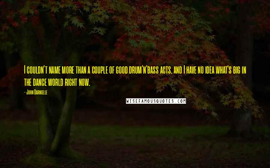 John Darnielle Quotes: I couldn't name more than a couple of good drum'n'bass acts, and I have no idea what's big in the dance world right now.