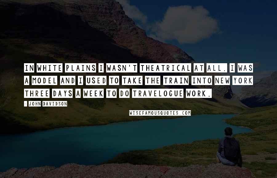 John Davidson Quotes: In White Plains I wasn't theatrical at all. I was a model and I used to take the train into New York three days a week to do travelogue work.