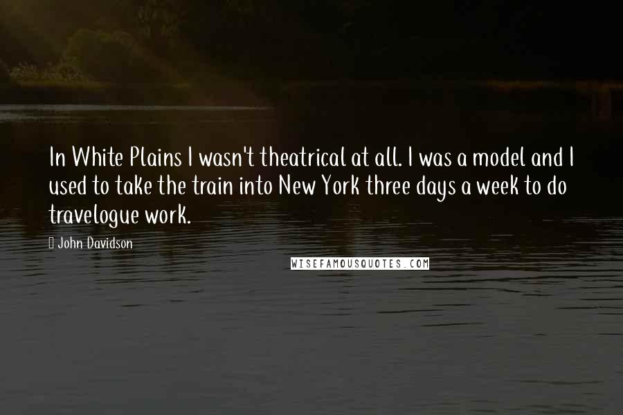 John Davidson Quotes: In White Plains I wasn't theatrical at all. I was a model and I used to take the train into New York three days a week to do travelogue work.