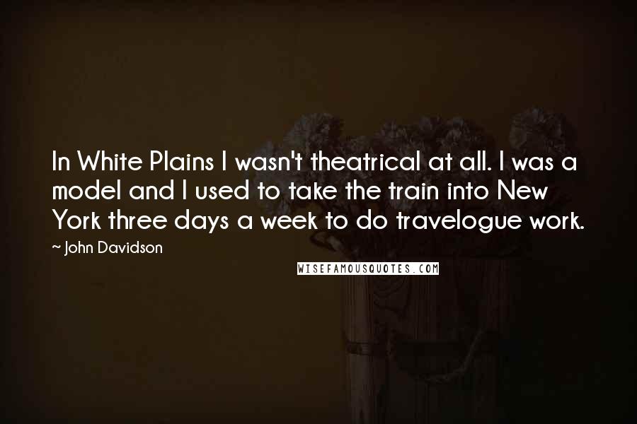 John Davidson Quotes: In White Plains I wasn't theatrical at all. I was a model and I used to take the train into New York three days a week to do travelogue work.