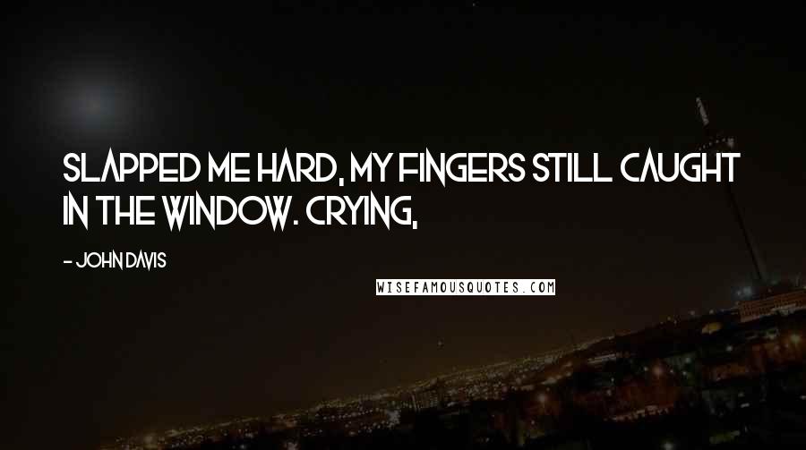 John Davis Quotes: slapped me hard, my fingers still caught in the window. Crying,