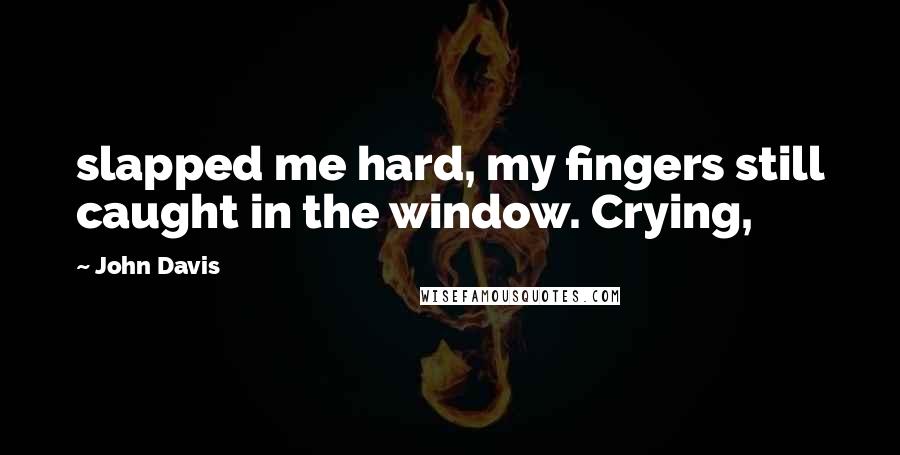 John Davis Quotes: slapped me hard, my fingers still caught in the window. Crying,