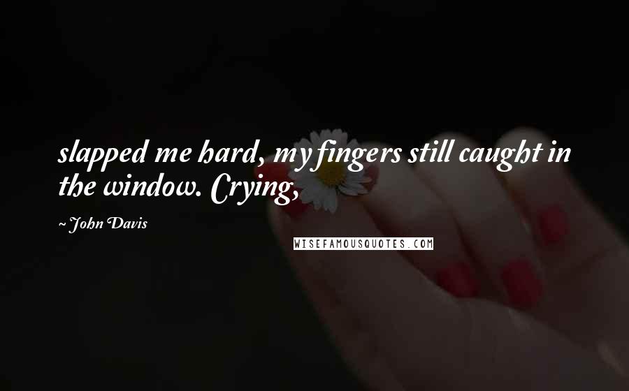 John Davis Quotes: slapped me hard, my fingers still caught in the window. Crying,