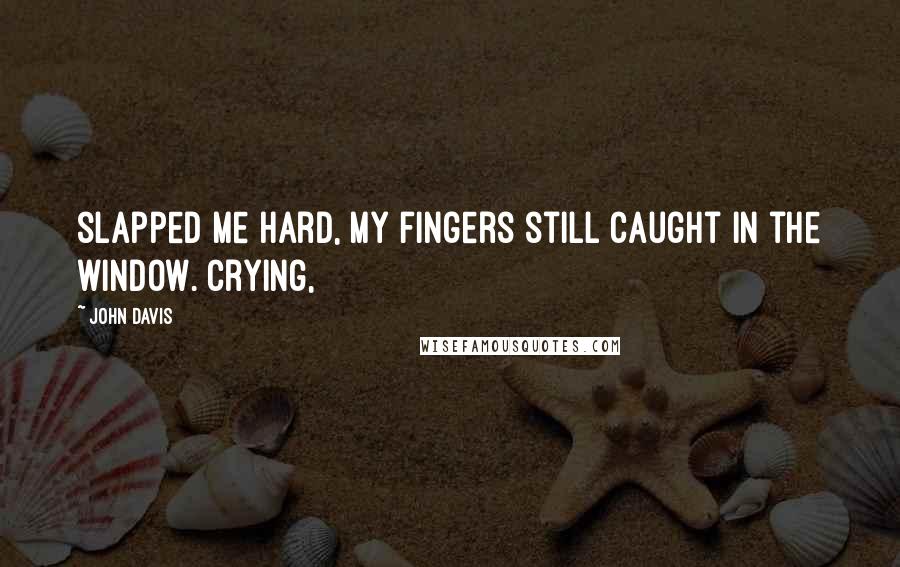 John Davis Quotes: slapped me hard, my fingers still caught in the window. Crying,