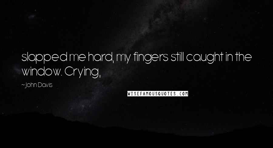 John Davis Quotes: slapped me hard, my fingers still caught in the window. Crying,