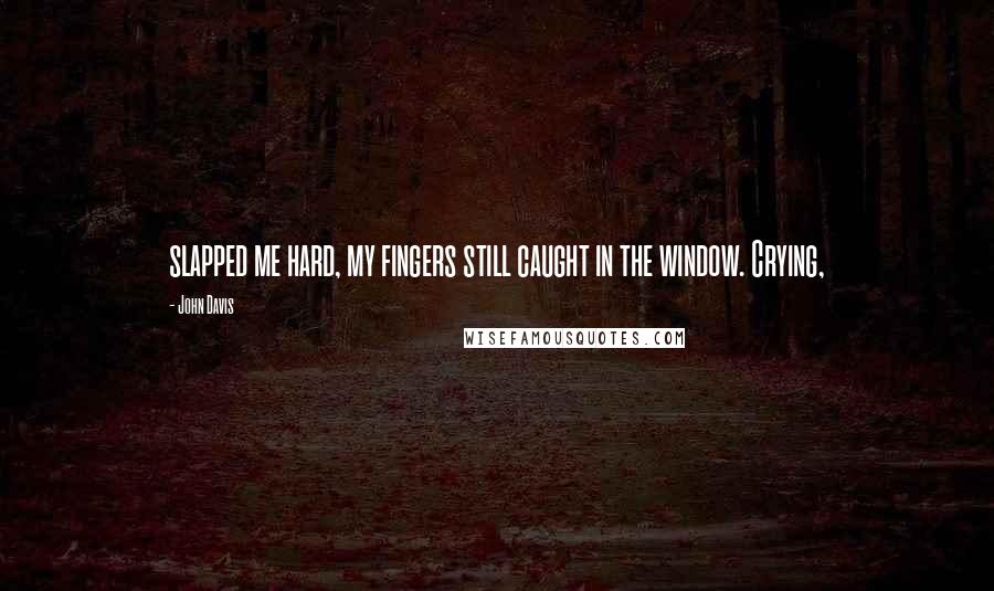John Davis Quotes: slapped me hard, my fingers still caught in the window. Crying,