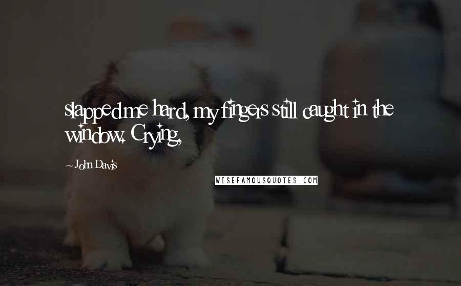 John Davis Quotes: slapped me hard, my fingers still caught in the window. Crying,