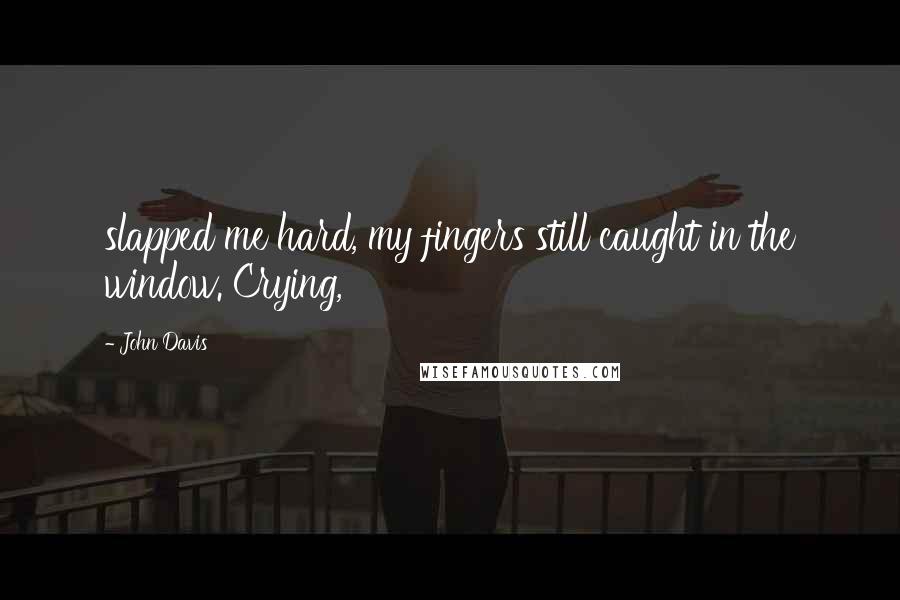 John Davis Quotes: slapped me hard, my fingers still caught in the window. Crying,