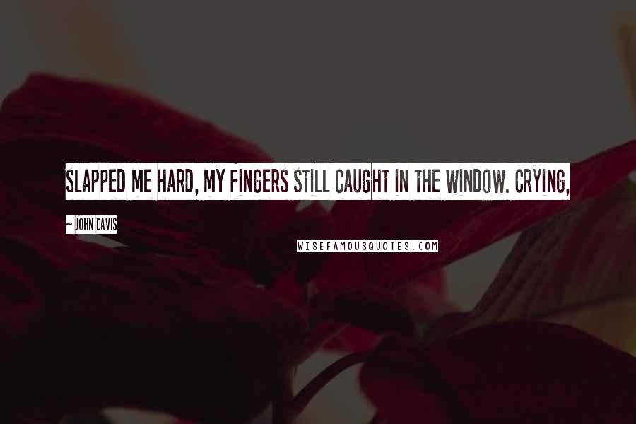 John Davis Quotes: slapped me hard, my fingers still caught in the window. Crying,
