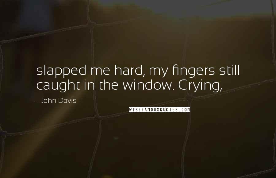 John Davis Quotes: slapped me hard, my fingers still caught in the window. Crying,