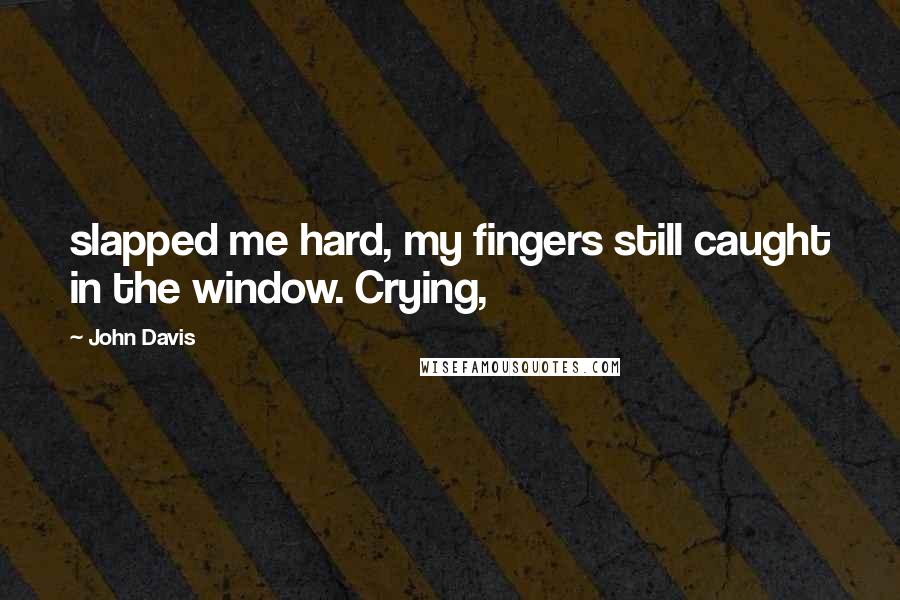 John Davis Quotes: slapped me hard, my fingers still caught in the window. Crying,