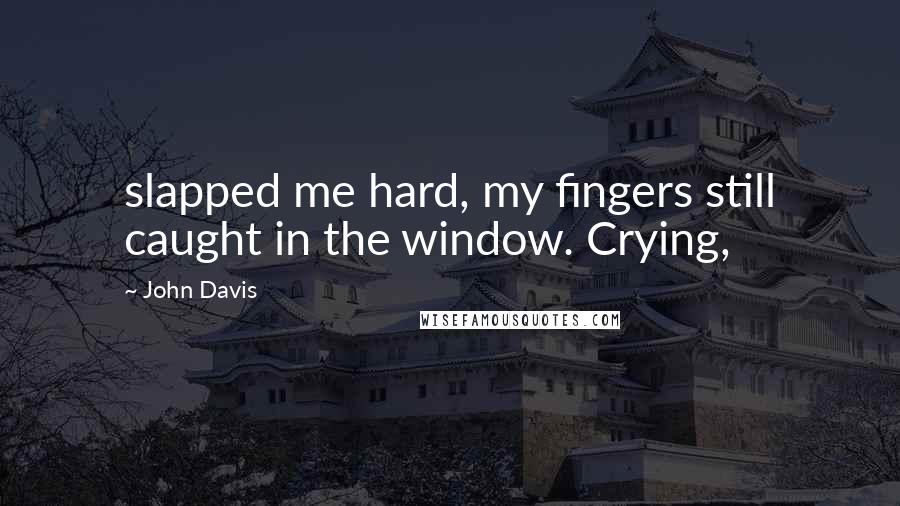 John Davis Quotes: slapped me hard, my fingers still caught in the window. Crying,