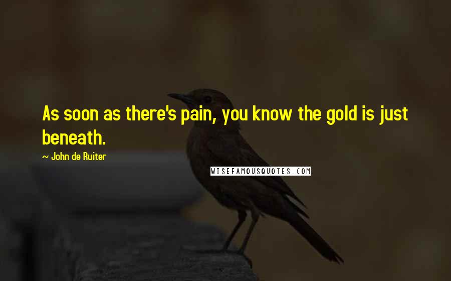 John De Ruiter Quotes: As soon as there's pain, you know the gold is just beneath.