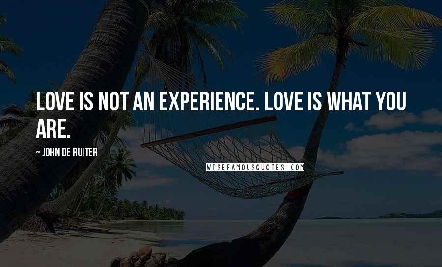 John De Ruiter Quotes: Love is not an experience. Love is what you are.