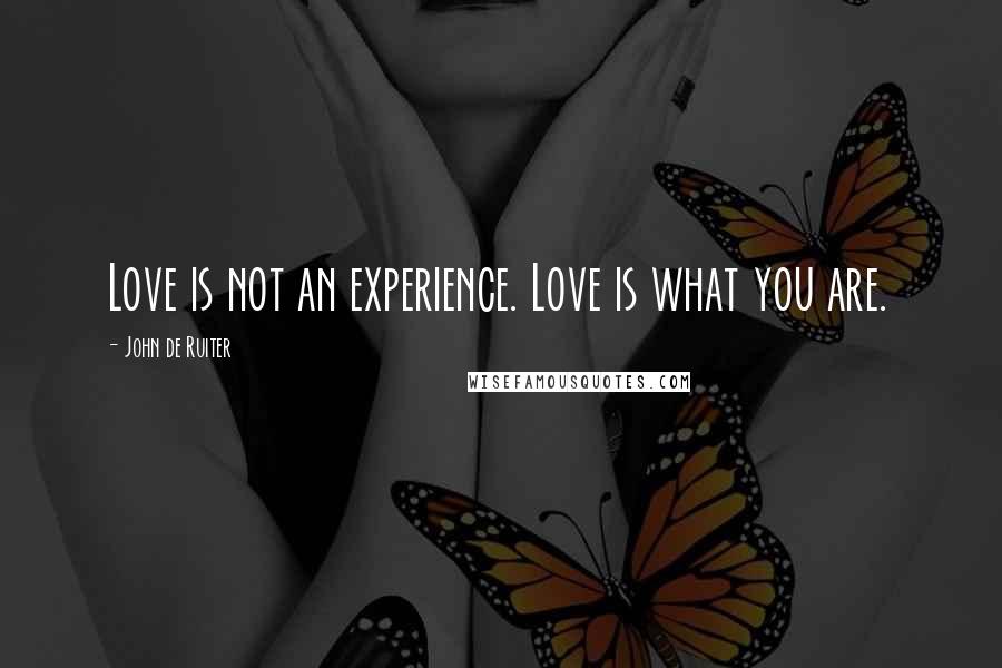 John De Ruiter Quotes: Love is not an experience. Love is what you are.