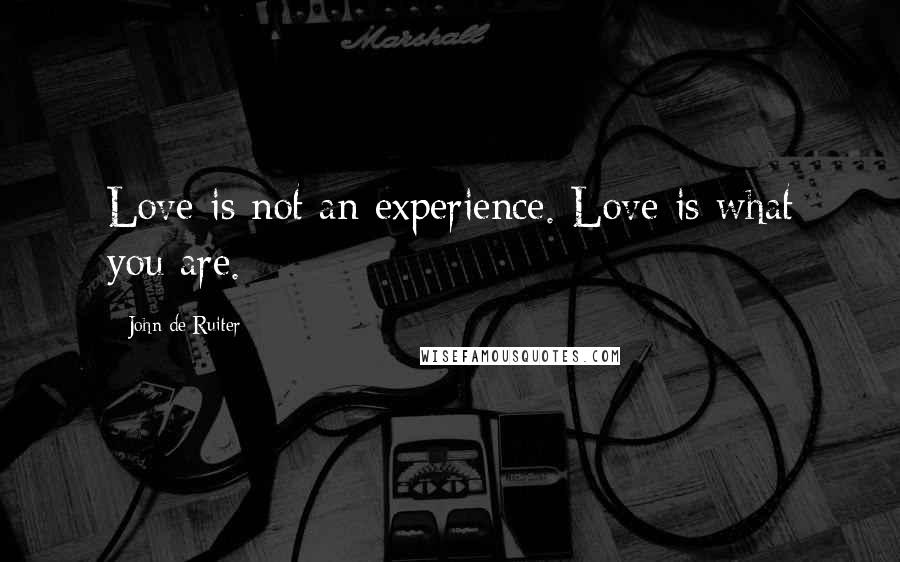 John De Ruiter Quotes: Love is not an experience. Love is what you are.