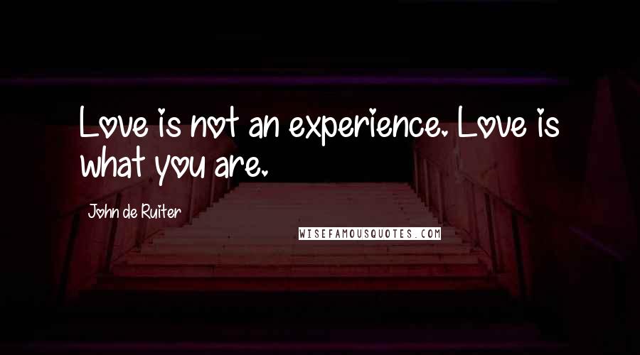 John De Ruiter Quotes: Love is not an experience. Love is what you are.