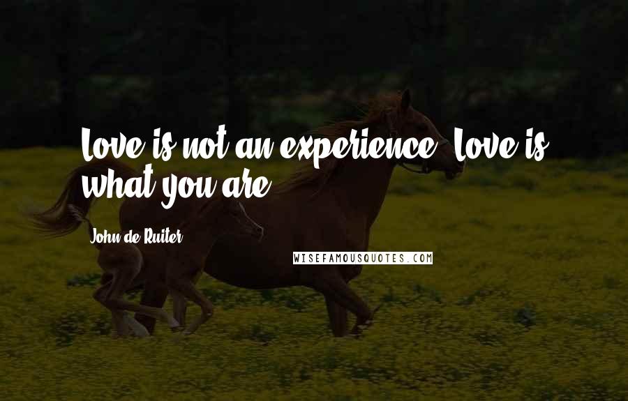 John De Ruiter Quotes: Love is not an experience. Love is what you are.