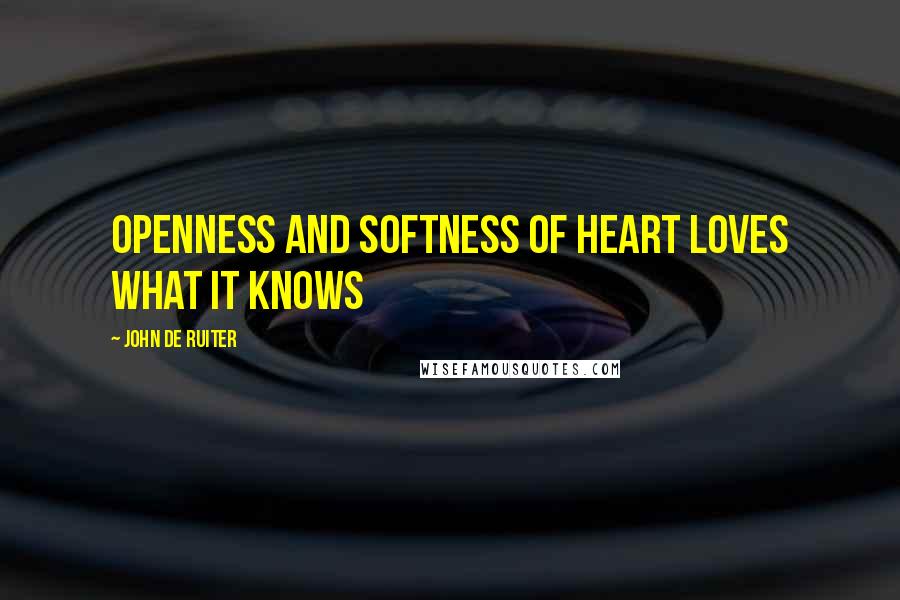 John De Ruiter Quotes: Openness and softness of heart loves what it knows