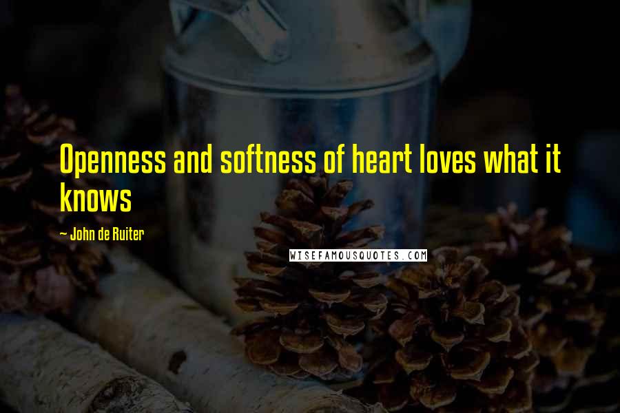 John De Ruiter Quotes: Openness and softness of heart loves what it knows